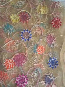 Golden Floral Print Dupatta..