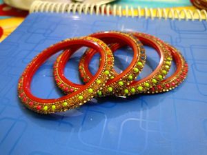 Red &amp; Colorful Bangle Set