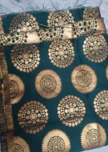 New silk green colour party wear saree with blouse
