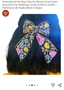 Floral Embroidered Hair Bow