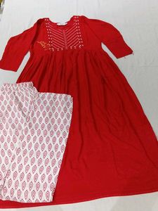 Red Kurti &amp; Pant Set