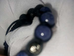Lava Stone &amp; Blue Bead Bracelet