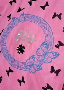 Casual Printed Women Black Top With Pink Tshirt