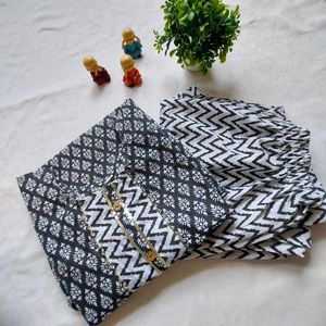 Black &amp; White Kurta Set