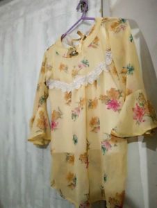 Floral A-line Top , Printed Fabric , Ethnic Wear