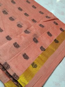 Peach Cotton Saree