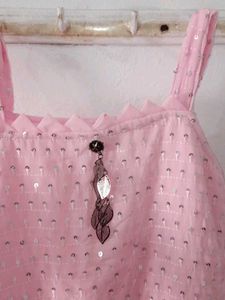 Pink Sequin Embellished Mini Shararat Set