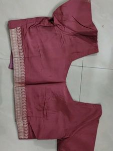 Rose Saree With Silver Zari Border