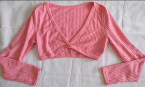 Pink Long Sleeve Shein Crop Top