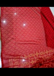 Beautiful Red Bandhani Saree