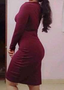 Burgundy Bodycon Midi Dress