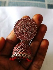 Red Jhumka Earrings