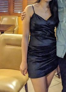 Black Satin Mini Dress
