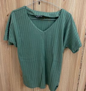 Green V-Neck Top