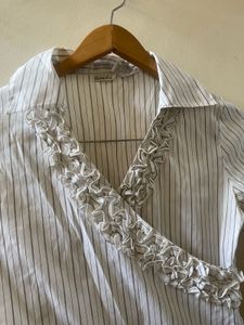 Striped Ruffle Detail Blouse