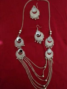 Oxidized Jewellery Set With Earings