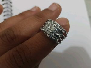 Sparkling Silver Multi-Row Ring
