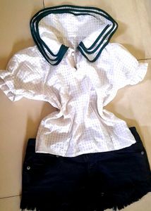 Polka Dot Top with Sailor Collar