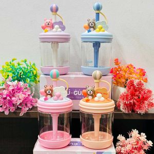 Cute Bear Water Bottle with Straw