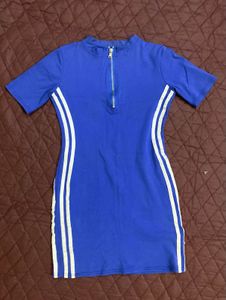 Blue Striped Bodycon Dress
