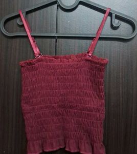 Maroon Shirred Tube Top