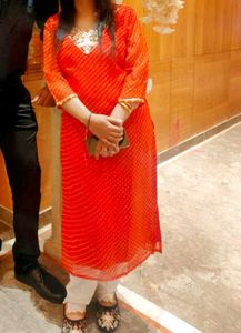Lehariya Orange  Gotta Patti Embroidered Kurta