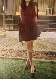 Burgundy One-Shoulder Mini Dress