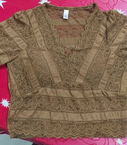 Padded Vintage Brown Lace Top