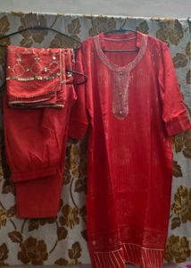 Red Kurta Set