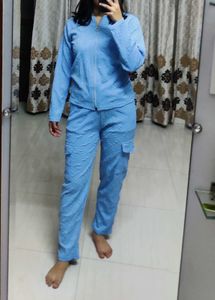 Sky Blue Embroidered Co-ord Set-Comfy Casual Wear