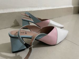 Chic Pastel Colorblock Block Heel Slingbacks