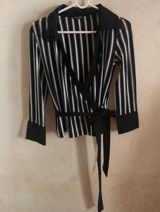 Striped Wrap Top