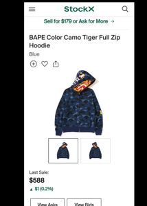 BAPE Color Camo Tiger Full Zip Hoodie Blue