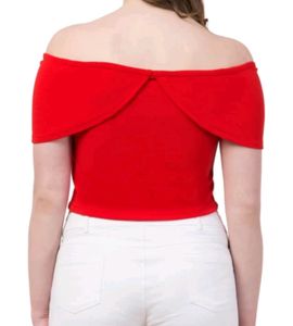 Casual Cape Sleeves Solid Women Red Crop Top