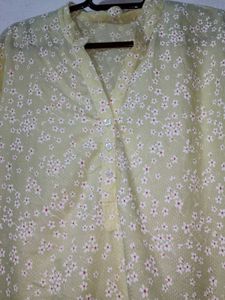 Yellow Floral short kurta