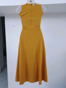 Mustard Yellow Sleeveless Fit &amp; Flare Dress