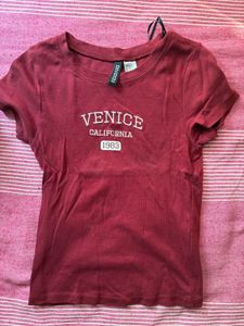 H&M- Burgundy Body-Fit Top