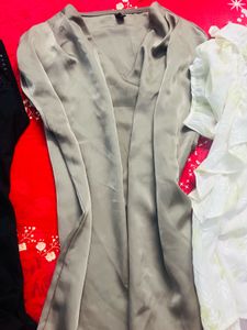 Gray Satan Top With Black And Floral