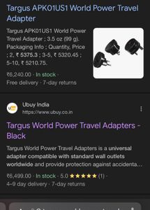 Targus Travel Adapter APK01US1