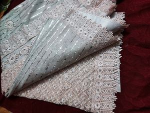Pink & silver Sequinned- Designer Saree