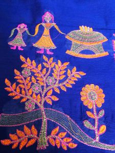 Blue Embroidered Saree