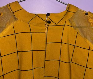 Chic Yellow Checkered Dress