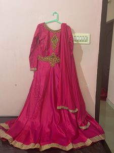 Pink & Gold Embellished Anarkali Suit