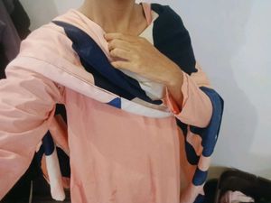 Peach A-line Kurta Set With Printed Dupatta