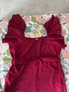 Red Ruffled Jumpsuit