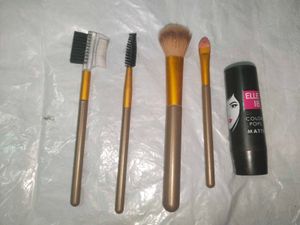 Makeup Brush Set + Elle 18 Lipstick