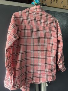 Pink Plaid Flannel Shirt