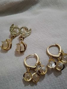 Elegant Gold Earrings (2 piece)