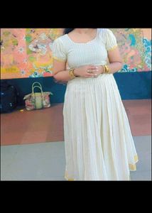 White Pattupavada Set