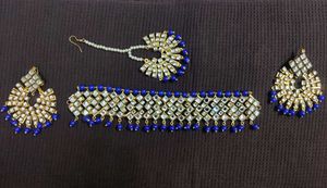 Kundan And Blue Stone Jewellery Set